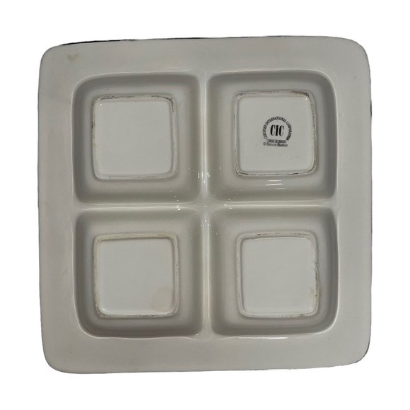 Certified International Becca Barton Midnight Penguin Santa Compartment Platter - Picture 6 of 7